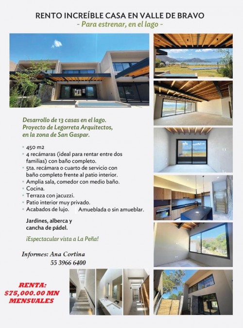 CASA EN CONDOMINIO EN VENTA  AMUEBLADA EN VALLE DE BRAVO FRENTE A LAGO 