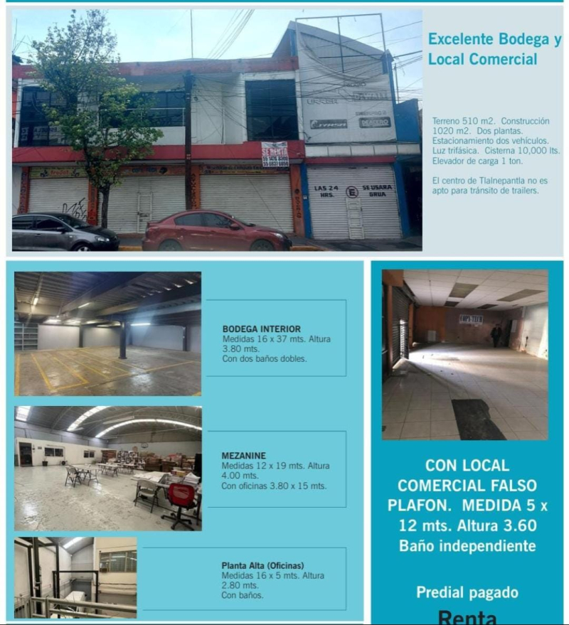 TLALNEPANTLA RENTA BODEGA 