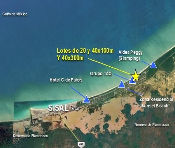 Terreno en venta con frente de playa, Sisal, Yucatán