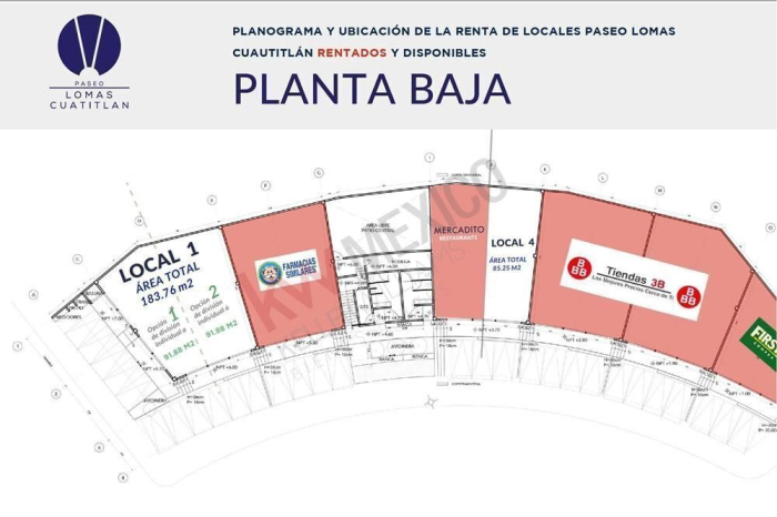renta local comercial en plaza en planta baja 183 m2 cuautitlán izcalli