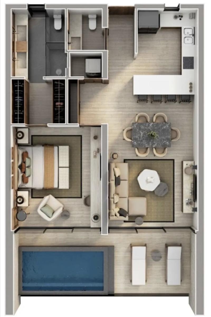 Departamento De Lujo En Venta Hacienda Xcanatun 1 Recámara , 2 Baños