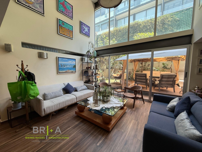 renta de departamento garden en polanco con terraza y jardín dos niveles