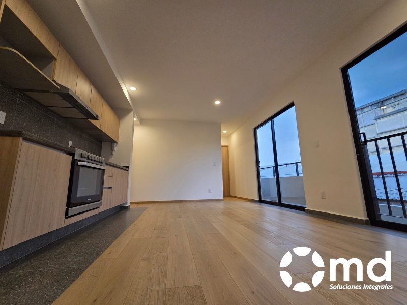 Renta departamento a estrenar con balcón en San Rafael