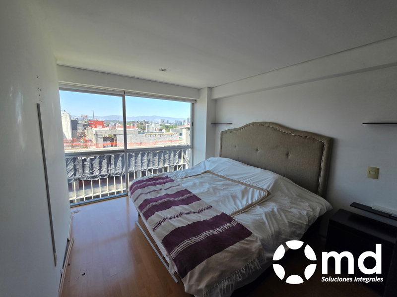 departamento exterior amueblado en renta en roma norte