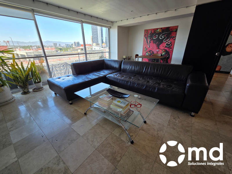 departamento exterior amueblado en renta en roma norte