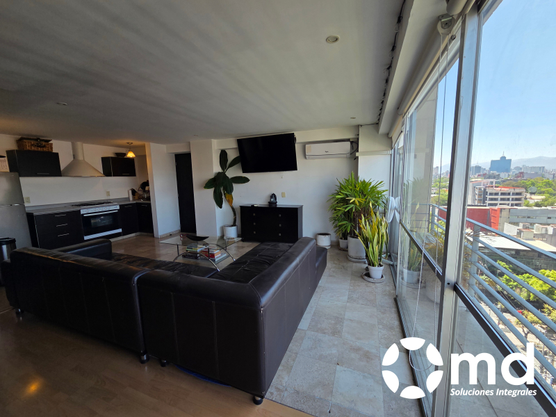 departamento exterior amueblado en renta en roma norte