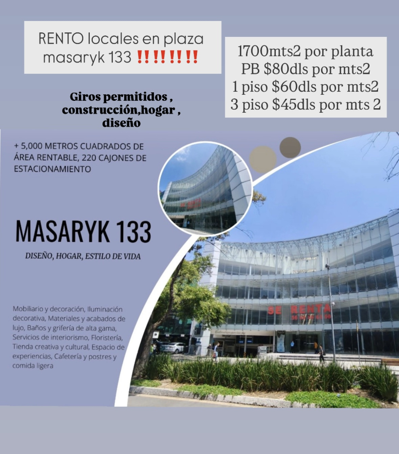 Renta de locales comerciales en masaryk 