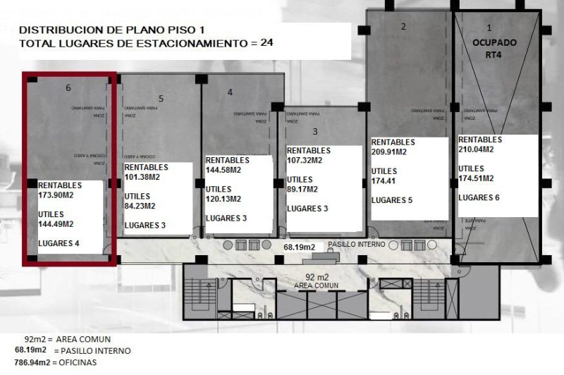 oficina en renta plaza victoria granada174 m2