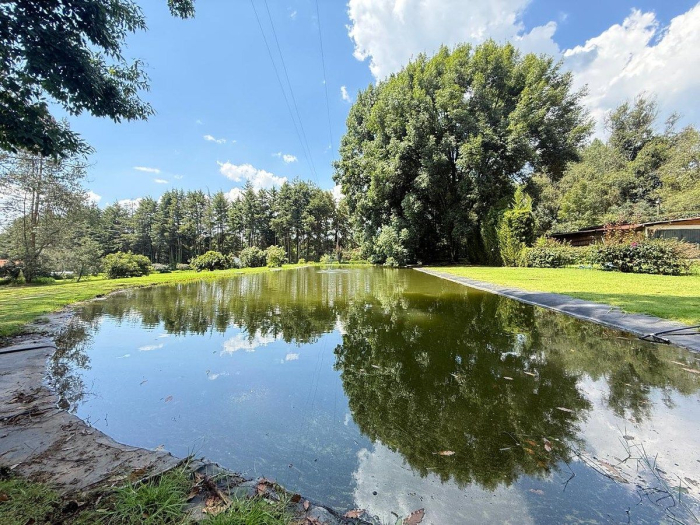 casa en renta con bosque, jardin y lago propio