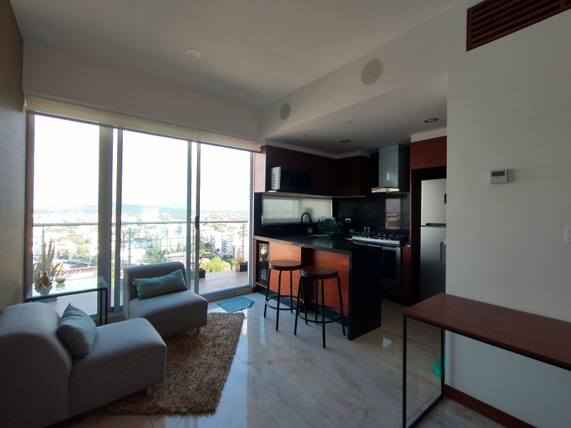 Renta Departamento Amueblado en City Towers Black vista Volcanes, piso 18